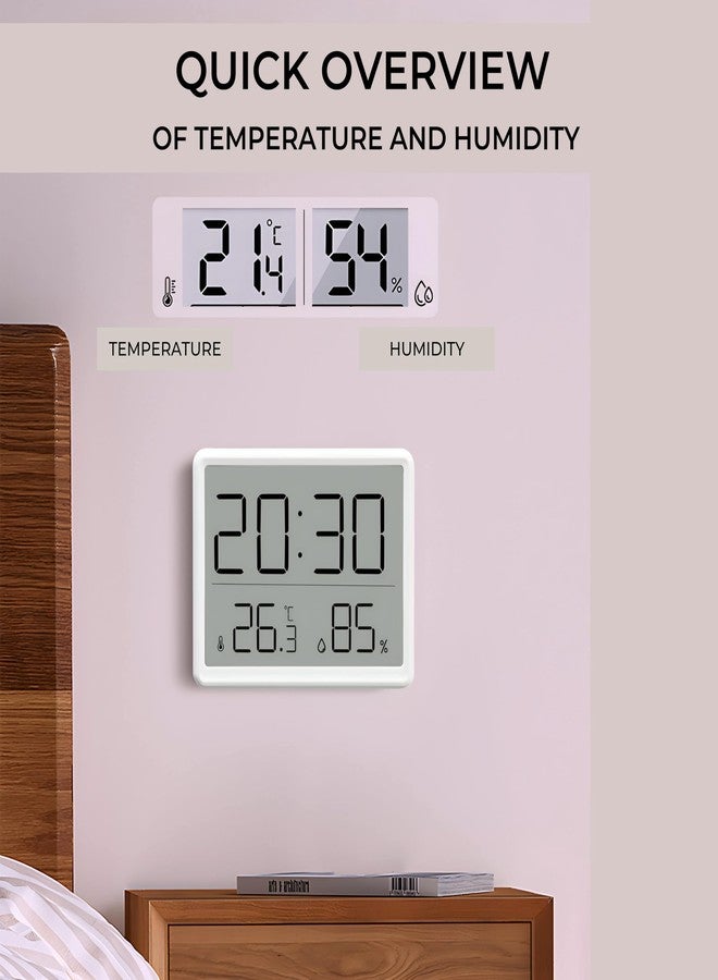 DeWire Digital Temperature & Humidity Monitor with Clock - Large Display Alarm Clock with Date, °F/°C Switch, 3 Mounting Options for Bedroom, Home,Kid Room & Office - Image 4